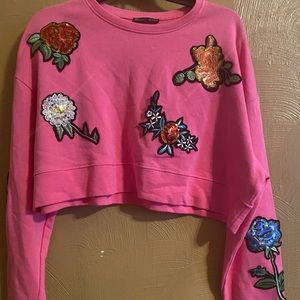 Zara hot pink crop with patches